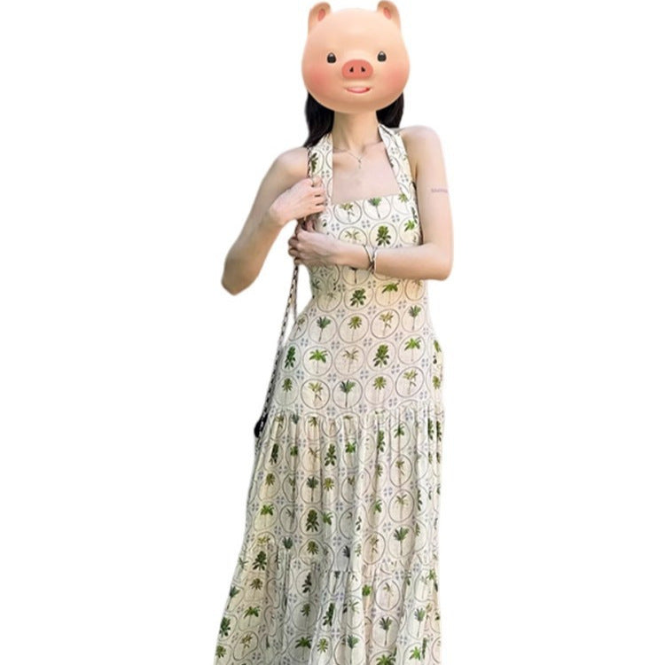 Floral-print Beach Vacation Dress Fashionable And Niche