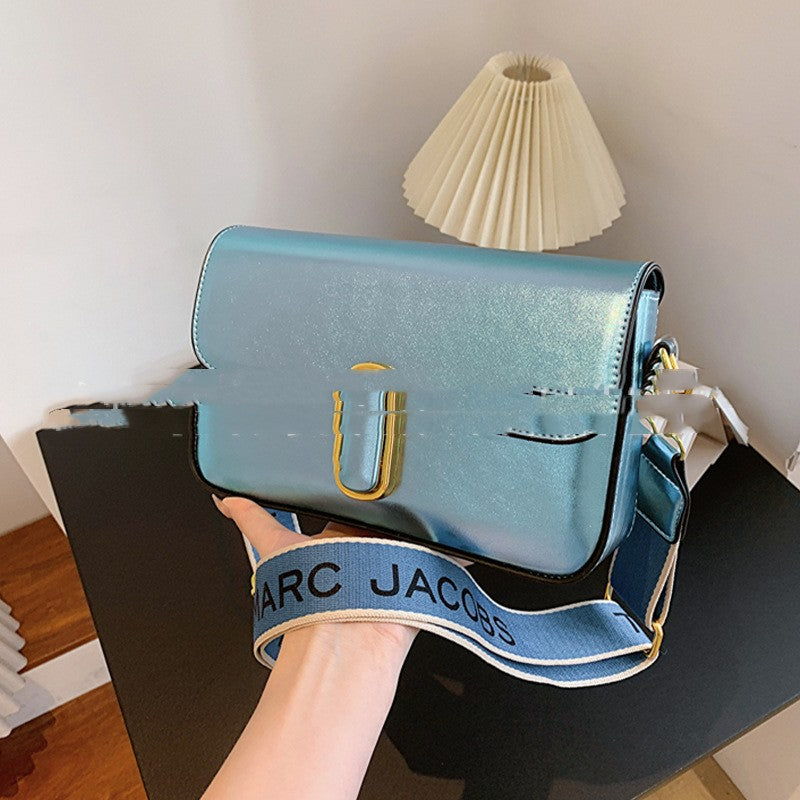 Fashion Small Square Bag Simple Texture Wide Shoulder Strap