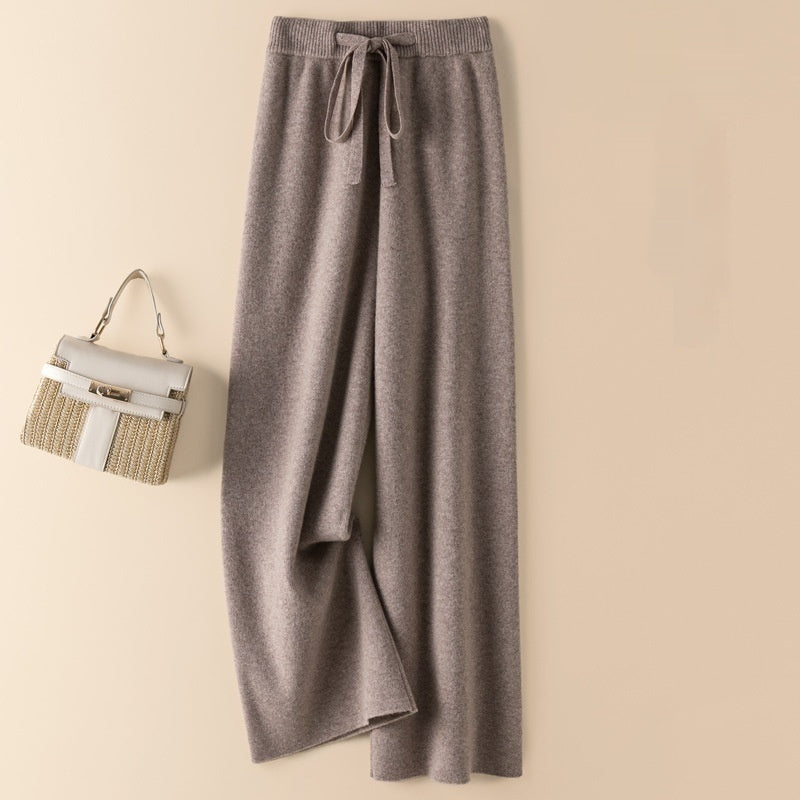 Thick Wool Wide Leg High Waist Drooping Mop Pants