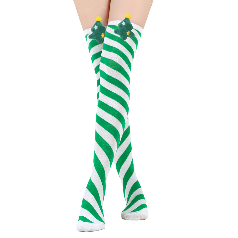 Bow Christmas Stockings Over The Knee Decorative High Tube