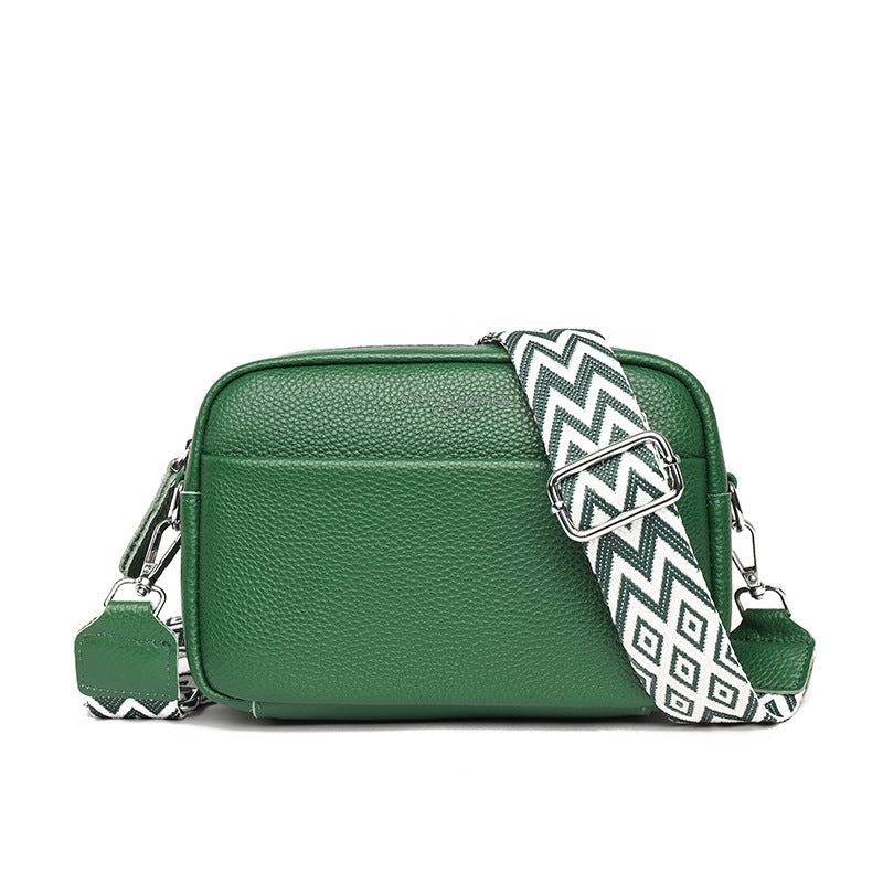 New Simple Shoulder Crossbody Top Layer Cowhide Small Square Bag