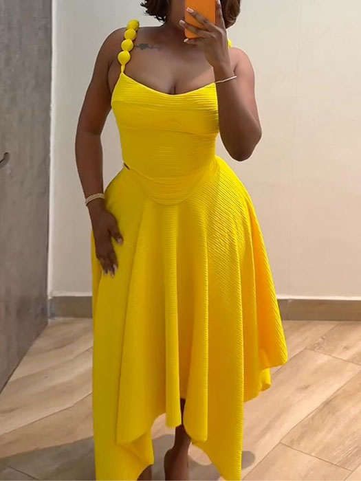 Solid Color Camisole High-waisted Skirt Two-piece Set