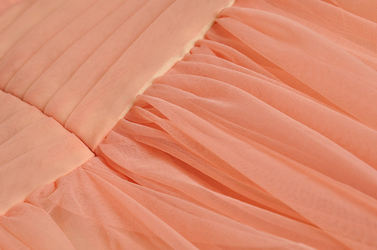 Suspended Skirt With Pleated Waist And Fluffy Hem
