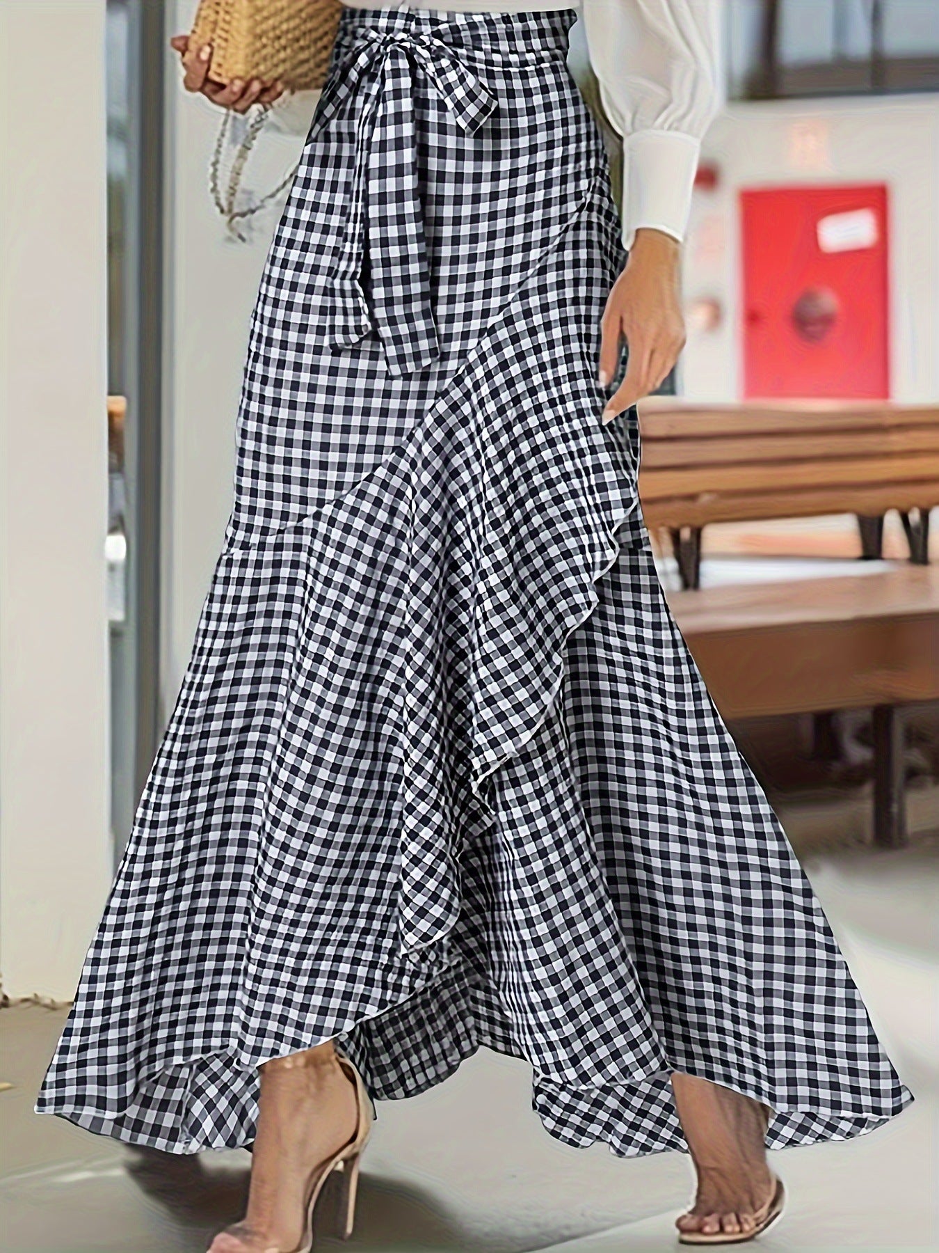 Women's Plaid Mermaid Ruffle Irregular Skirt