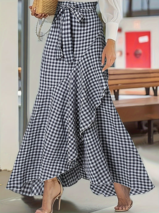 Women's Plaid Mermaid Ruffle Irregular Skirt