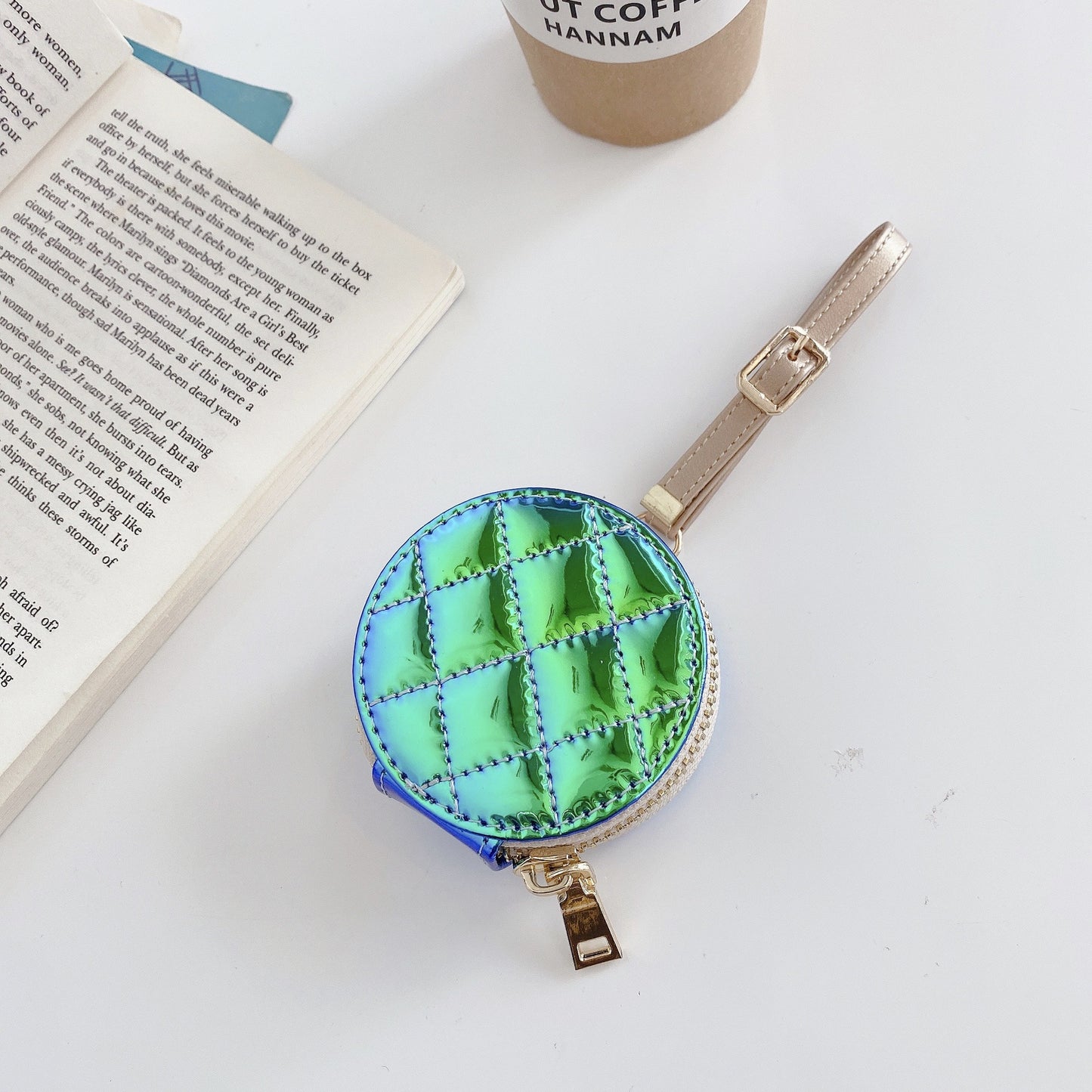 Bluetooth Headset Protection Laser Diamond Embroidery Zipper Leather Case
