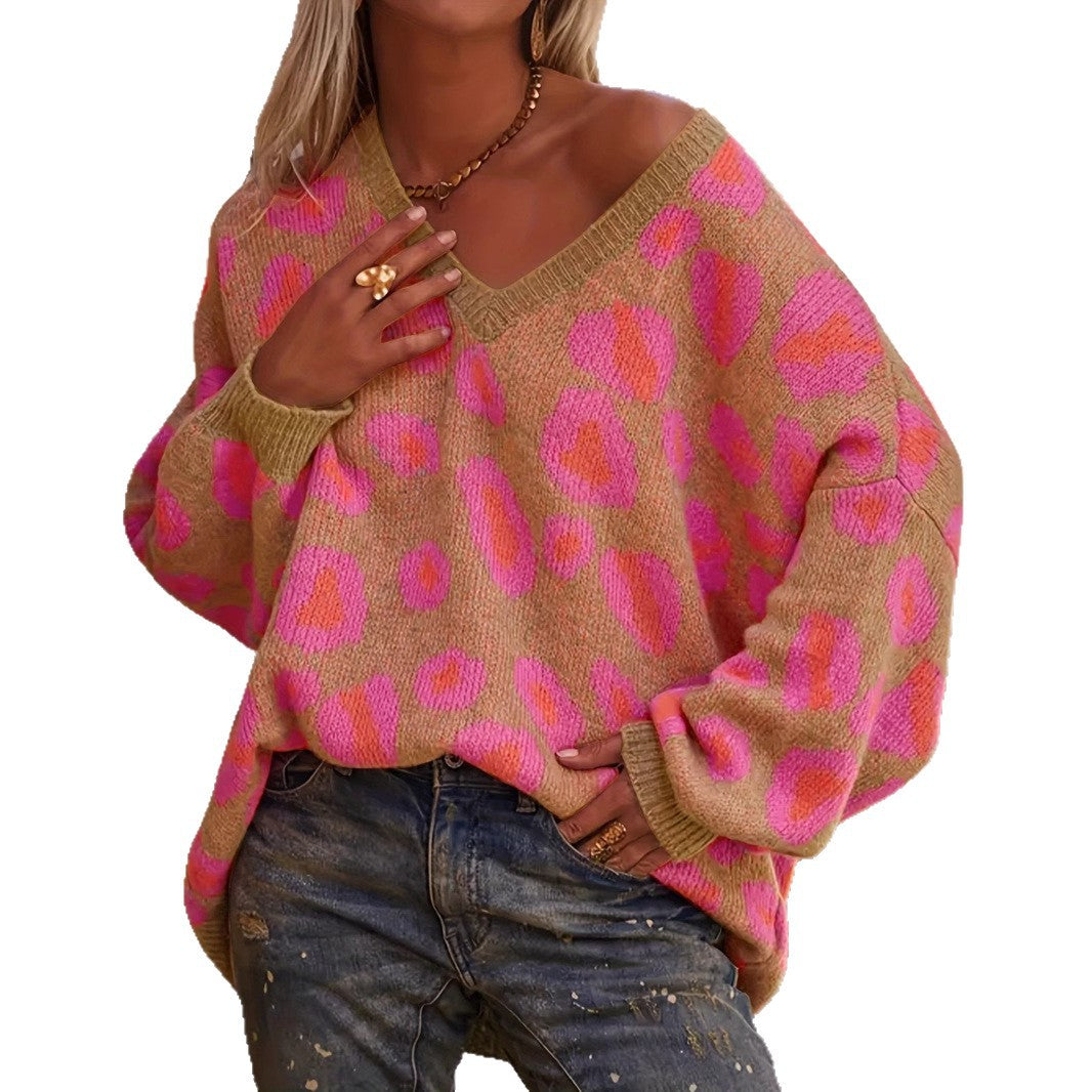 Winter Women's New Loose Sweater V-neck