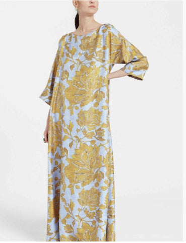 Floral-print Personalized Three-quarter-length Sleeve Dress