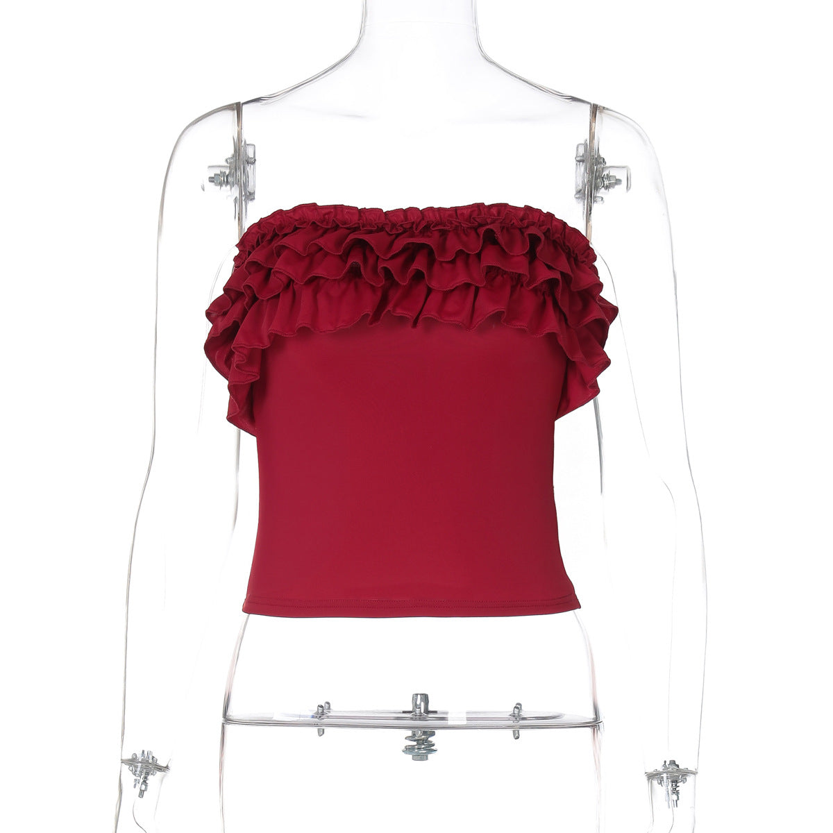 Sexy Figure-hugging Off-shoulder Solid-color Ruffled Wrap Top For Women