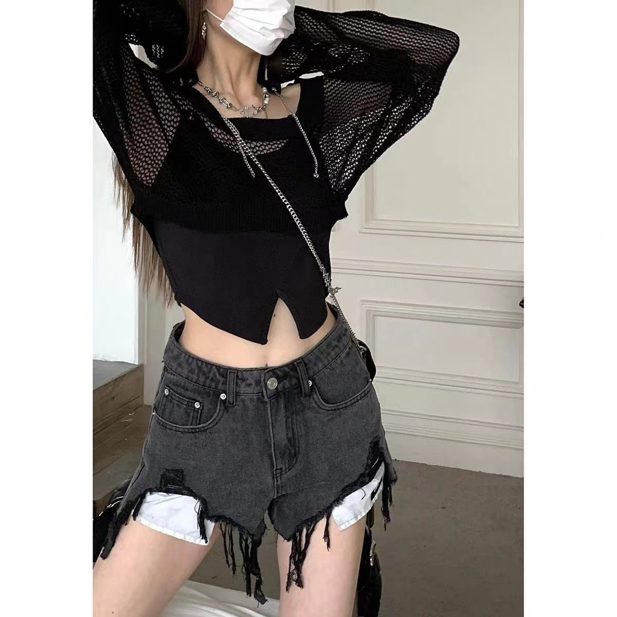 Sun Protective Blouse Camisole Women's Two-piece Slim-fit Short Top