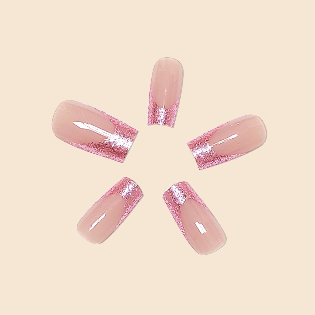 Long Water Pipe Wear Nail Tip Glitter French Style
