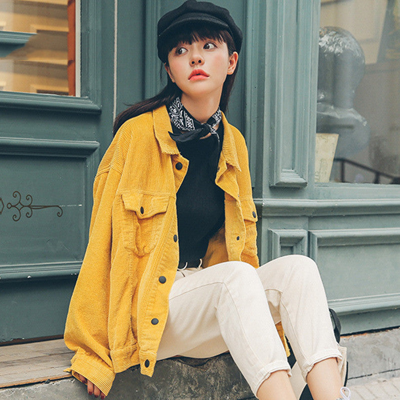 Women's Solid Color Loose New Corduroy Shirt Jacket
