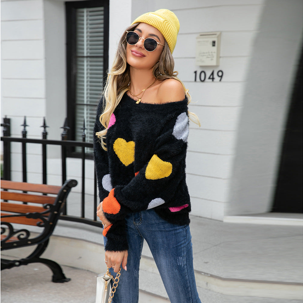 Round Neck Bottoming Shirt Mink Love Sweater