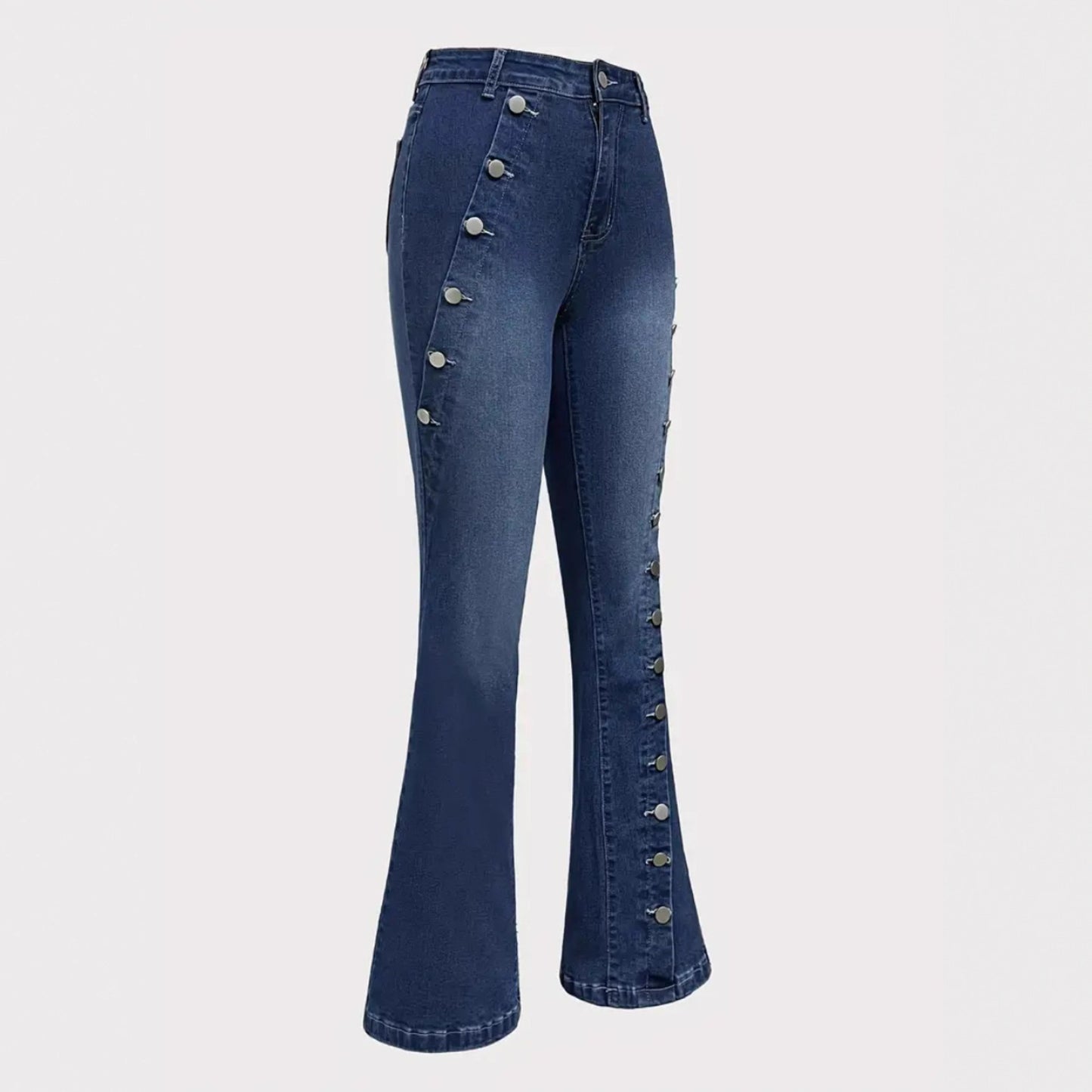Fashionable Slim-fit Solid-color Blue Jeans