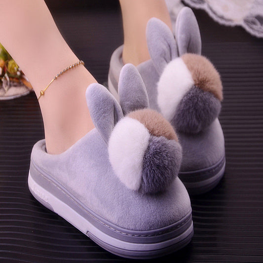 Women's High Heel Cotton Slippers