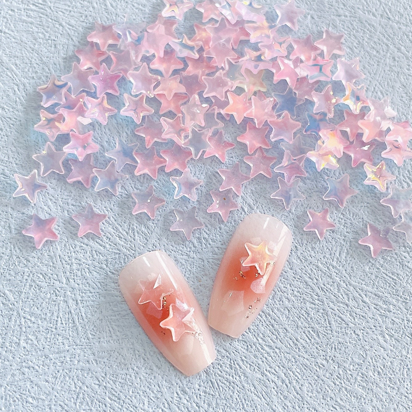 New Online Red Ice Transparent Colorful Five-pointed Star Nail Ornament Colorful And Fresh XINGX Diy Resin Nail Accessories