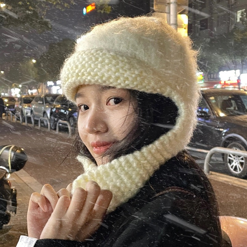 Hand-knit Plush Toe And Ear Protection Beanie