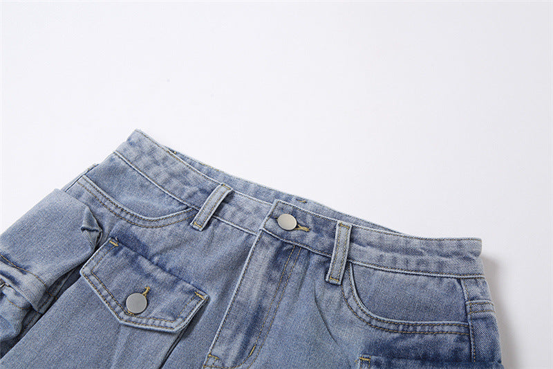 Fashion Personalized Multi-pocket Slim Fit Casual Package Hip Skirt
