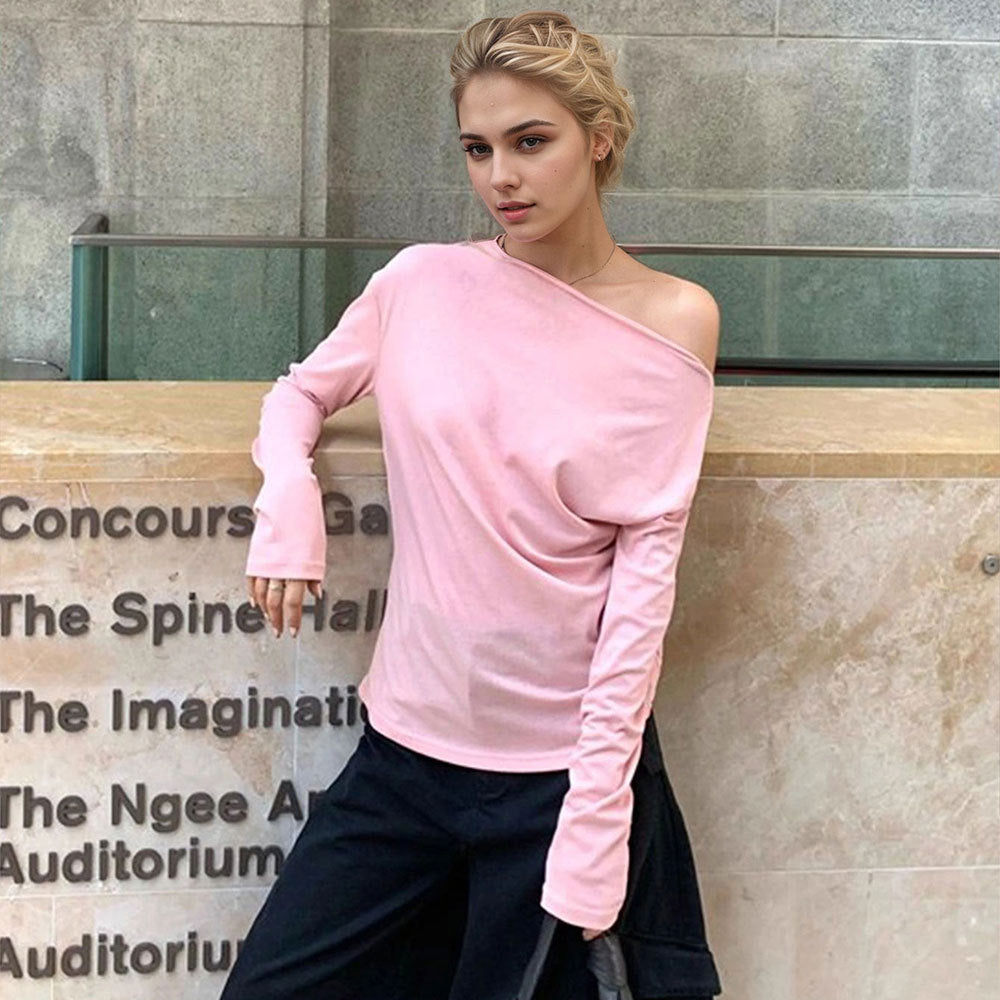 Off-the-shoulder Long-sleeved Top For A Slimming Inner Wear