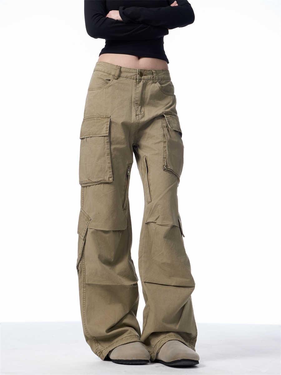Retro Multi-pocket Cargo Loose Straight Casual Pants