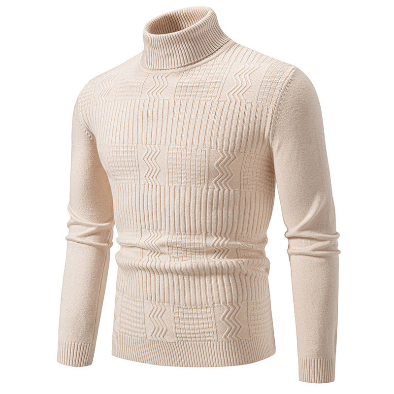 Mens Fashionable Jacquard Pullover In Solid Color For Warmth