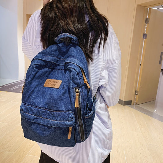 New Fashion Large Capacity Denim Backpack Women
