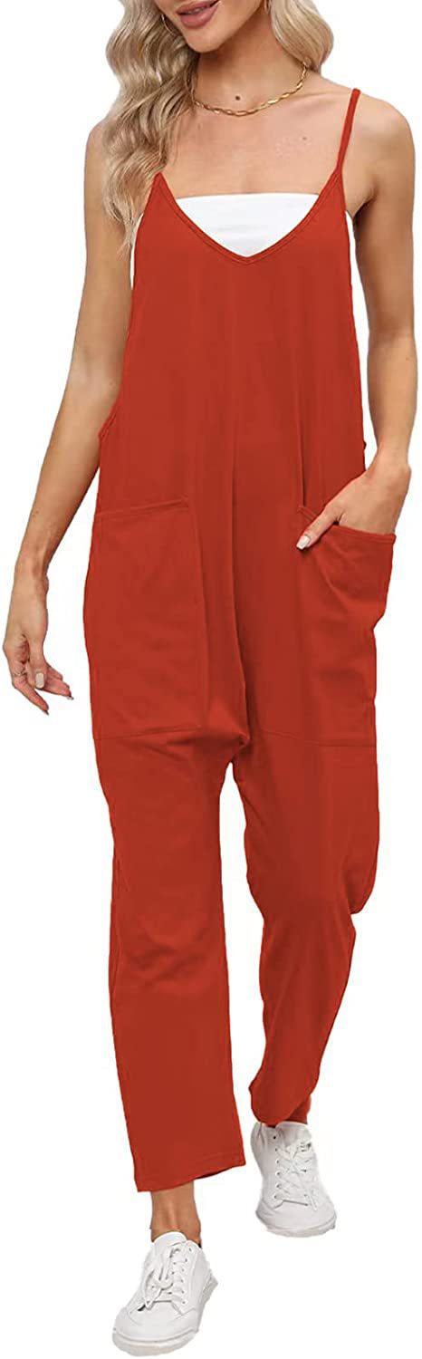 Women's Fashion Simple Large Pockets Strappy Pants