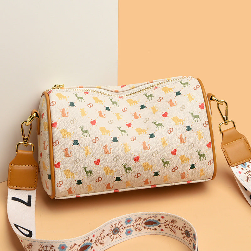 Fashion Print Ladies Crossbody Bag Soft Leather Large Capacity
