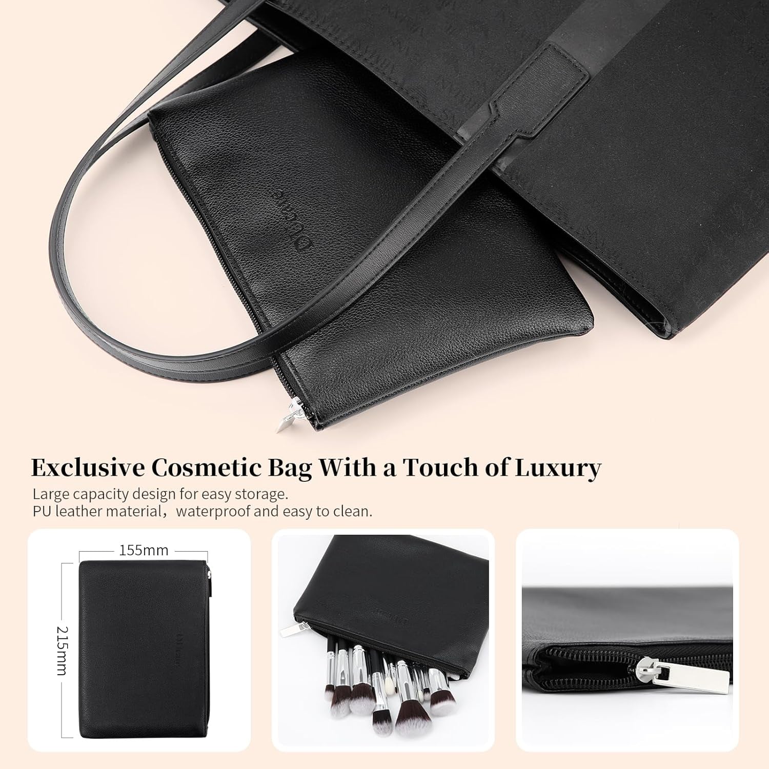 Ducare Set De Brochas De Maquillaje 15 Pcs Con Bolsa Profesional Brochas De Maquillaje Synthetic,Mango De Madera,Brocha Para Contorno De Ojos Y Rubor,Regalo Para San Valentín,Navidad Y Año Nuevo