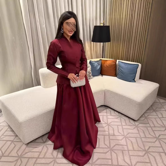 Elegant Saudi Arabian Formal Suit And Long Dress Set