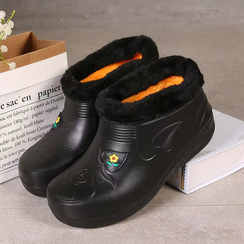 Waterproof Cotton Shoes With Fleece For Warmth Waterproof And Anti-slip Rain Boots