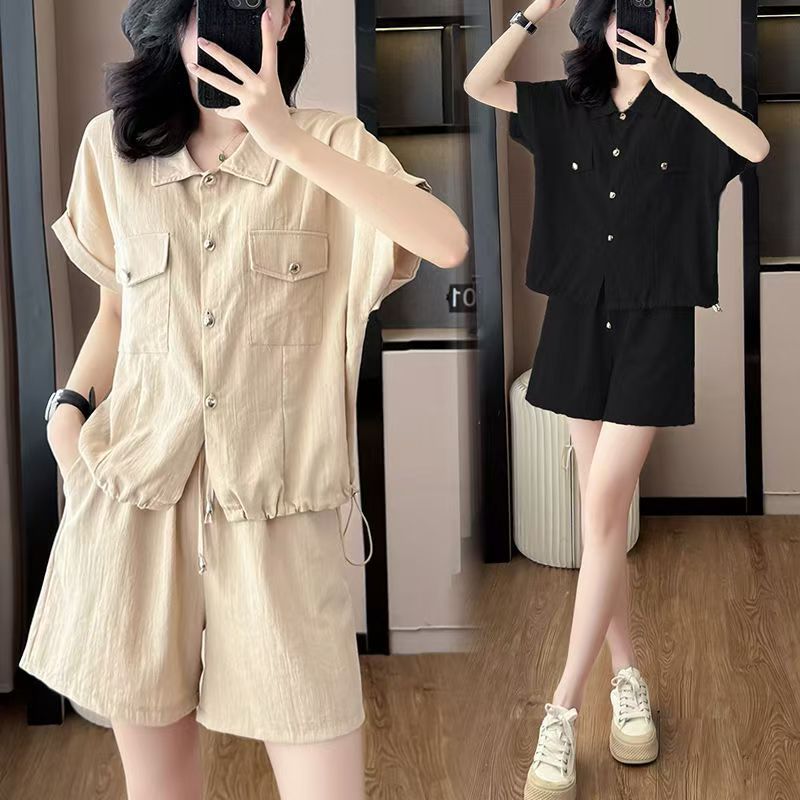 New Summer Casual Sportswear Set Solid-color Top And Shorts