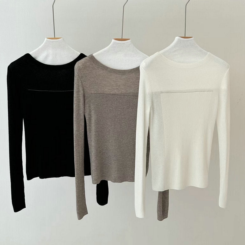 Glitter høj elastisk uld off-neck langærmet sweater