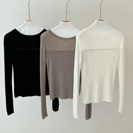 Glitter høj elastisk uld off-neck langærmet sweater