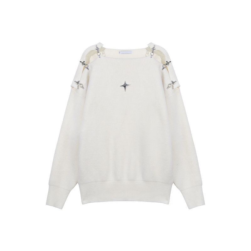 Uregelmæssig Strikket Sweater Til Mænd I Metalfarve