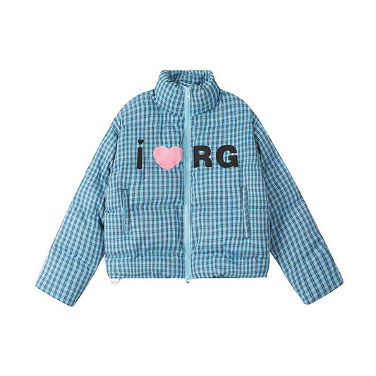 American Retro Plaid Printed Short Cotton Coat Jacket
