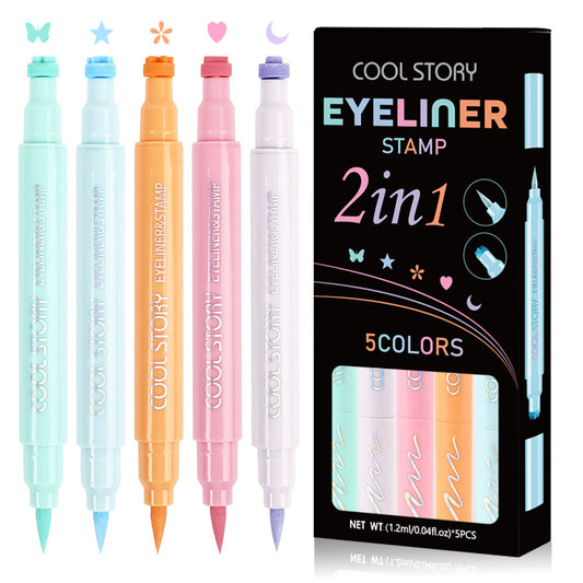 Color Eyeliner 5 PCs Suit Double-headed Seal Eyeliner Long-lasting Quick-drying