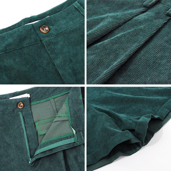 Girls High Waist Fleece Green Casual Pants
