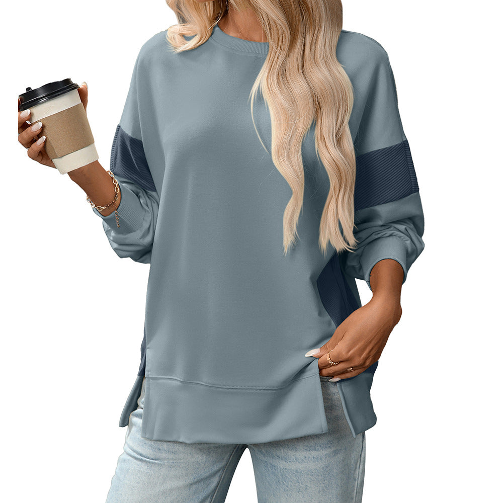 Rund Hals Multicolor Rund Hals All-match Afslappet Løs Sweatshirt