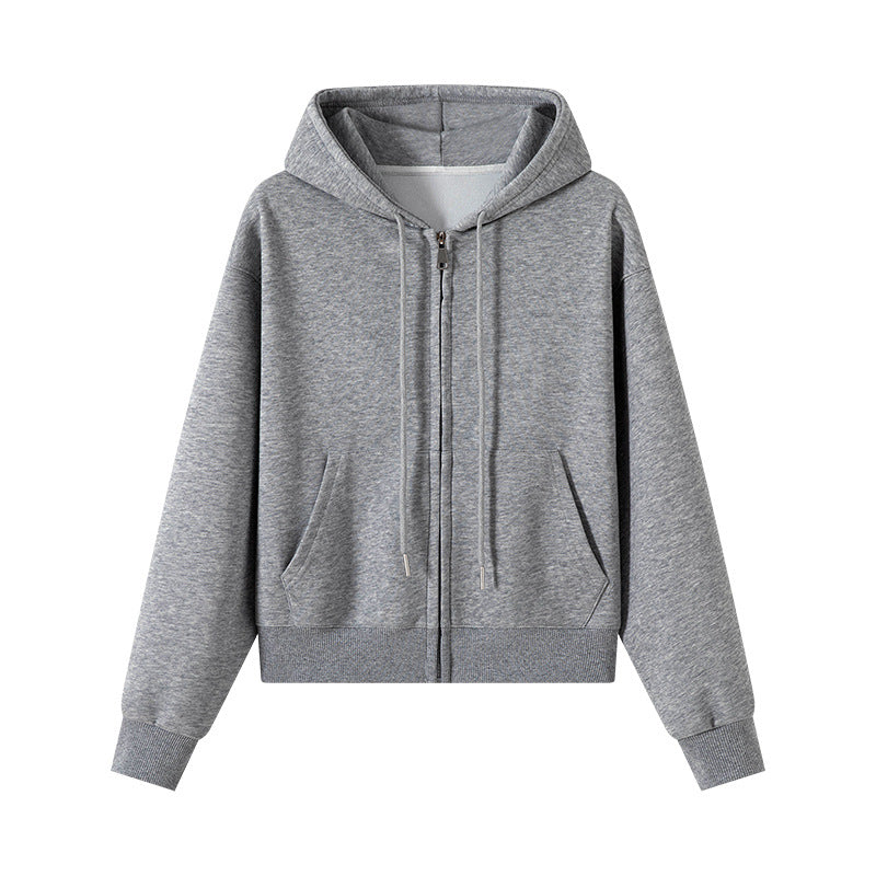Hættetrøje med lynlås, kort sweaterjakke til kvinder forår og efterår
