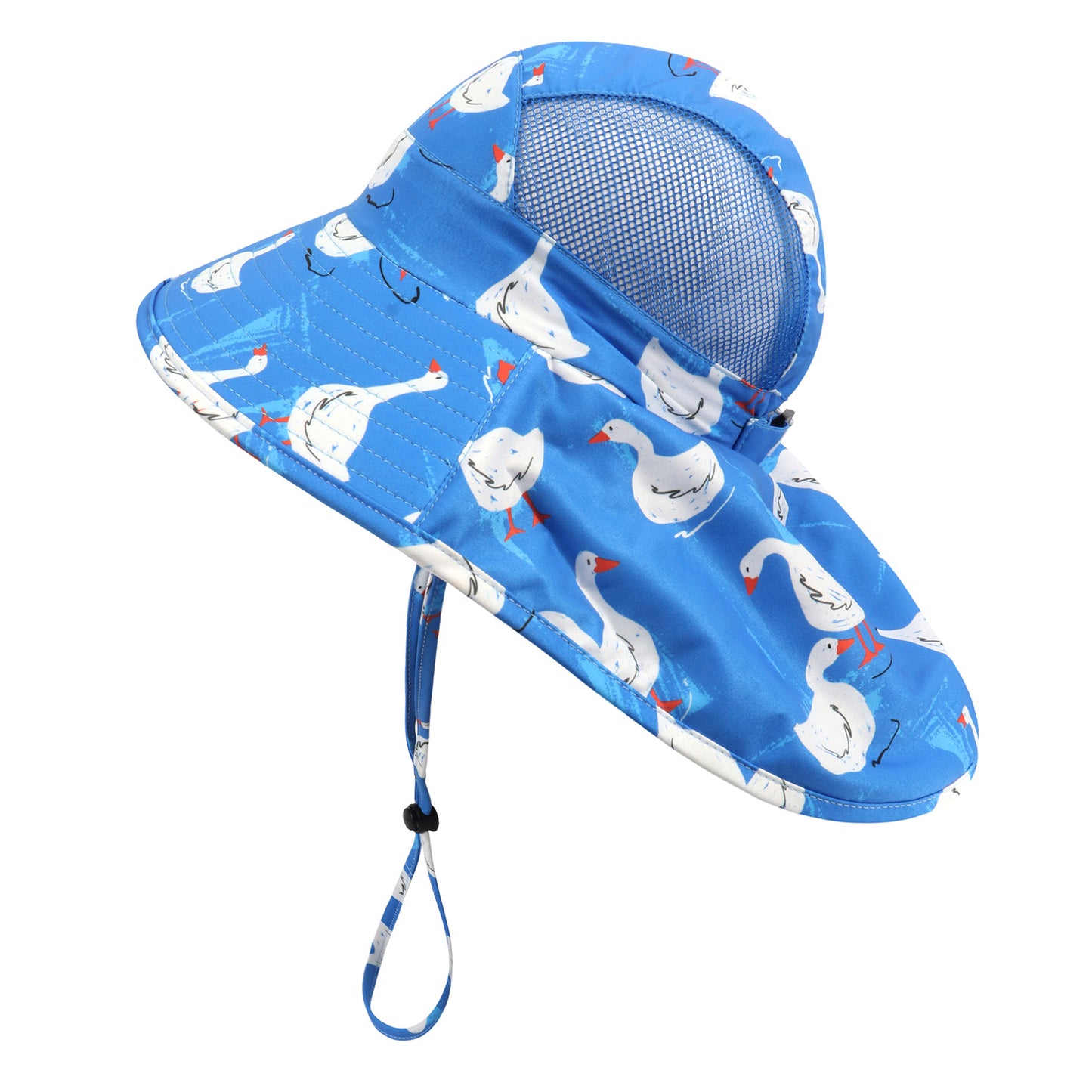 Children's Big Eaves Animal Printing Air-permeable Beachwear Neck Protection Bucket Hat Quick-drying Shawl Hat