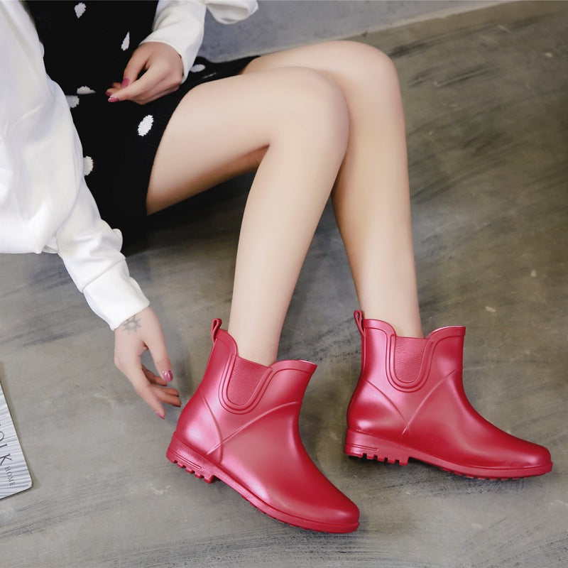 Fashion All Seasons Ladies All-match Rain Boots Short Tube