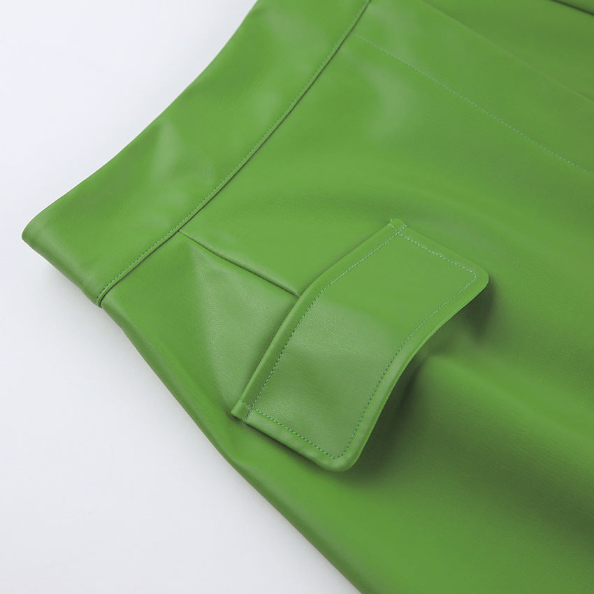 Autumn And Winter New PU Leather Matte Leather Skirt
