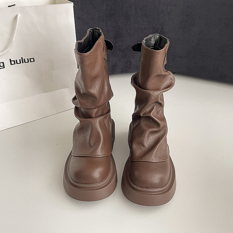 Fashionable All-matching Summer New Height Increasing Belt Buckle Boots