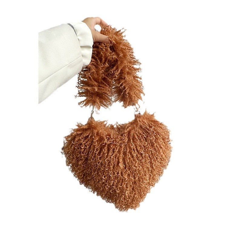 Womens Wool Handbag With Chain Strap