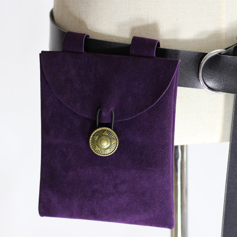 Medieval Renaissance Leather Black Suede Bag
