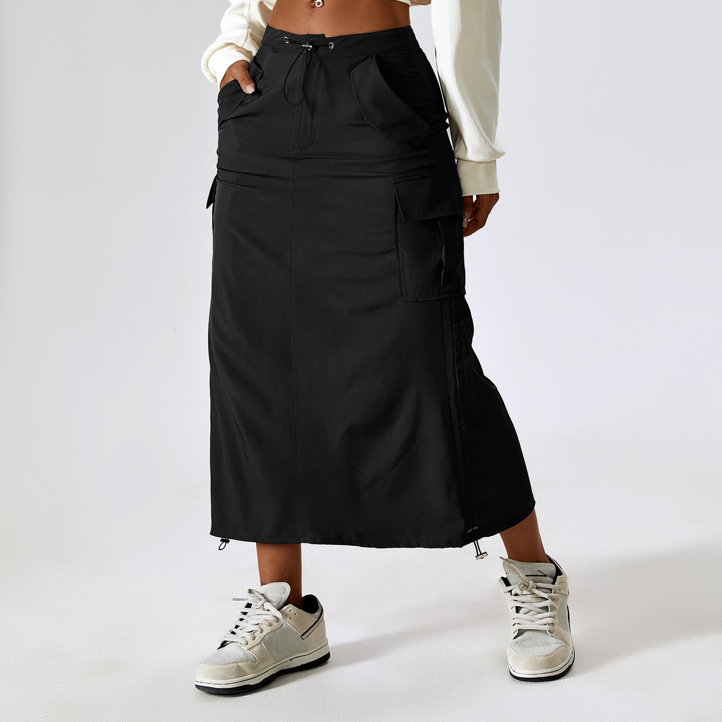 European And American Retro Suit Skirt Waist Sports Casual Skirt Mid-length All-matching Work Clothes Pocket Skirt