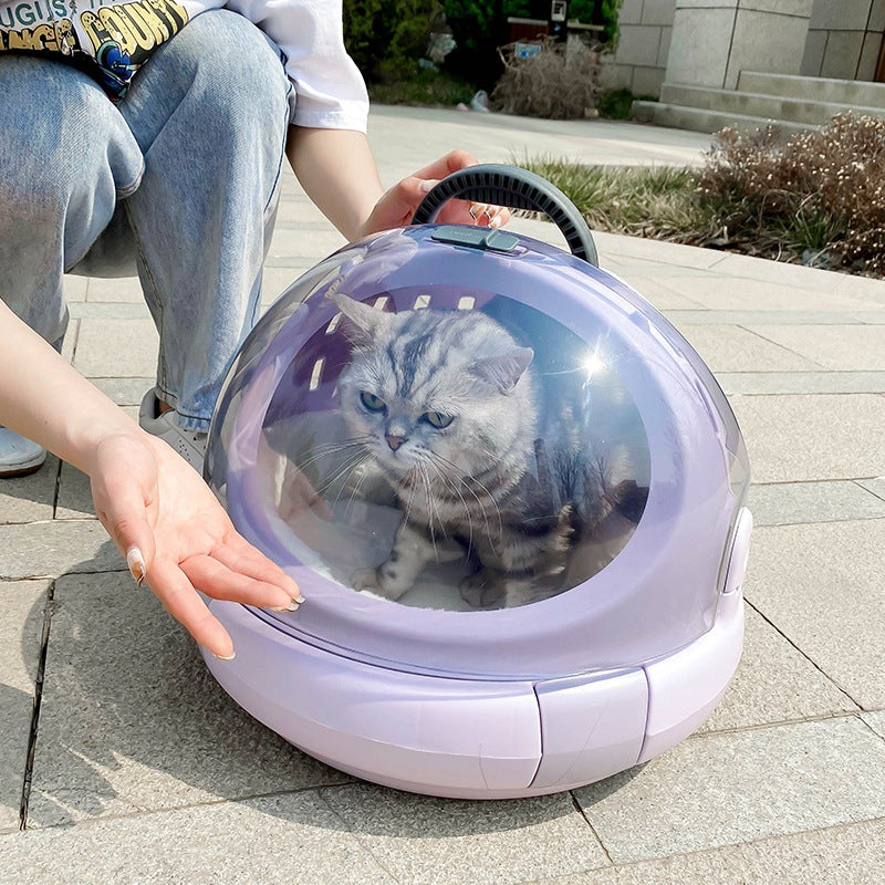 Cat Carrier Space Capsule With Panoramic View And Inner Cushion.