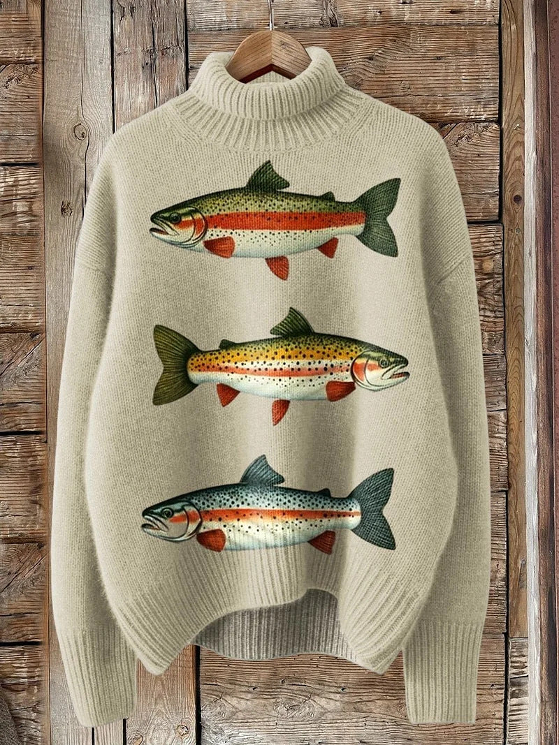 Women's Christmas Printed Turtleneck Sweater