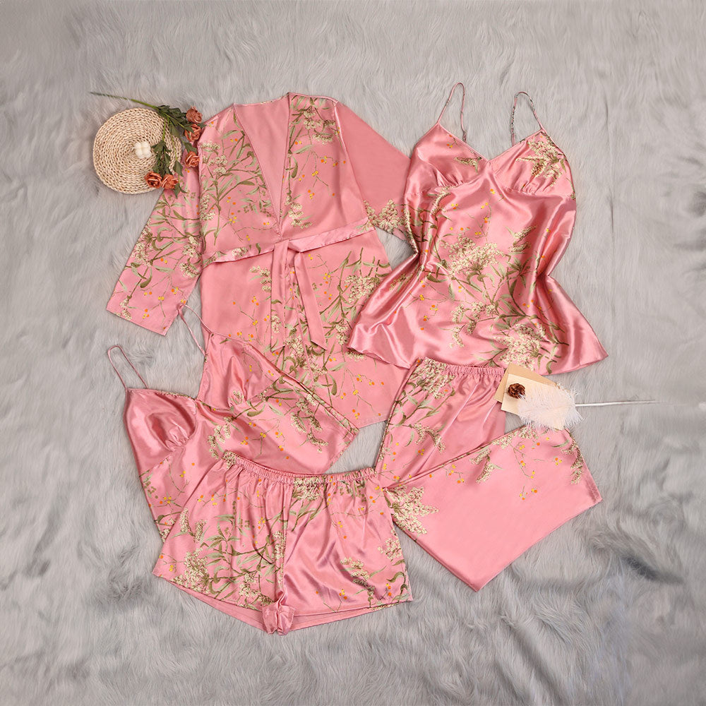 Large-Size 5-Piece Pajama Set For Women
